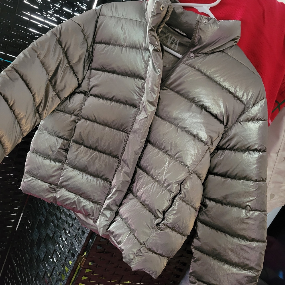 Kids Silver Puffer Jacket